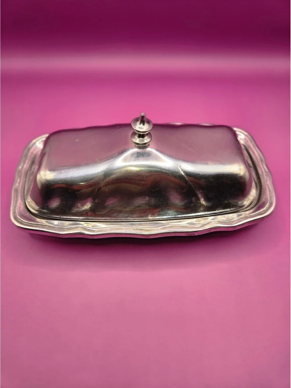 Vintage Wilton, Pewter Butter Dish with Lid and Decorative Handle- USA